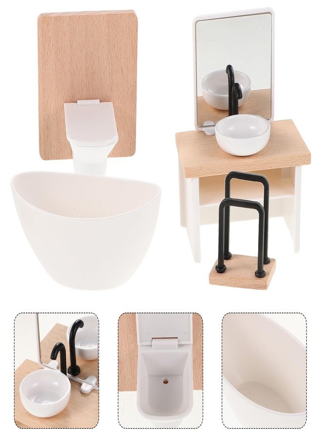 JOINPAYA Dollhouse Bathroom Set: 1:12 Scale Shower Room Model Miniature Toilet Bathtub Basin Cabinet with Sink for Dollhouse Accessories - Image 5